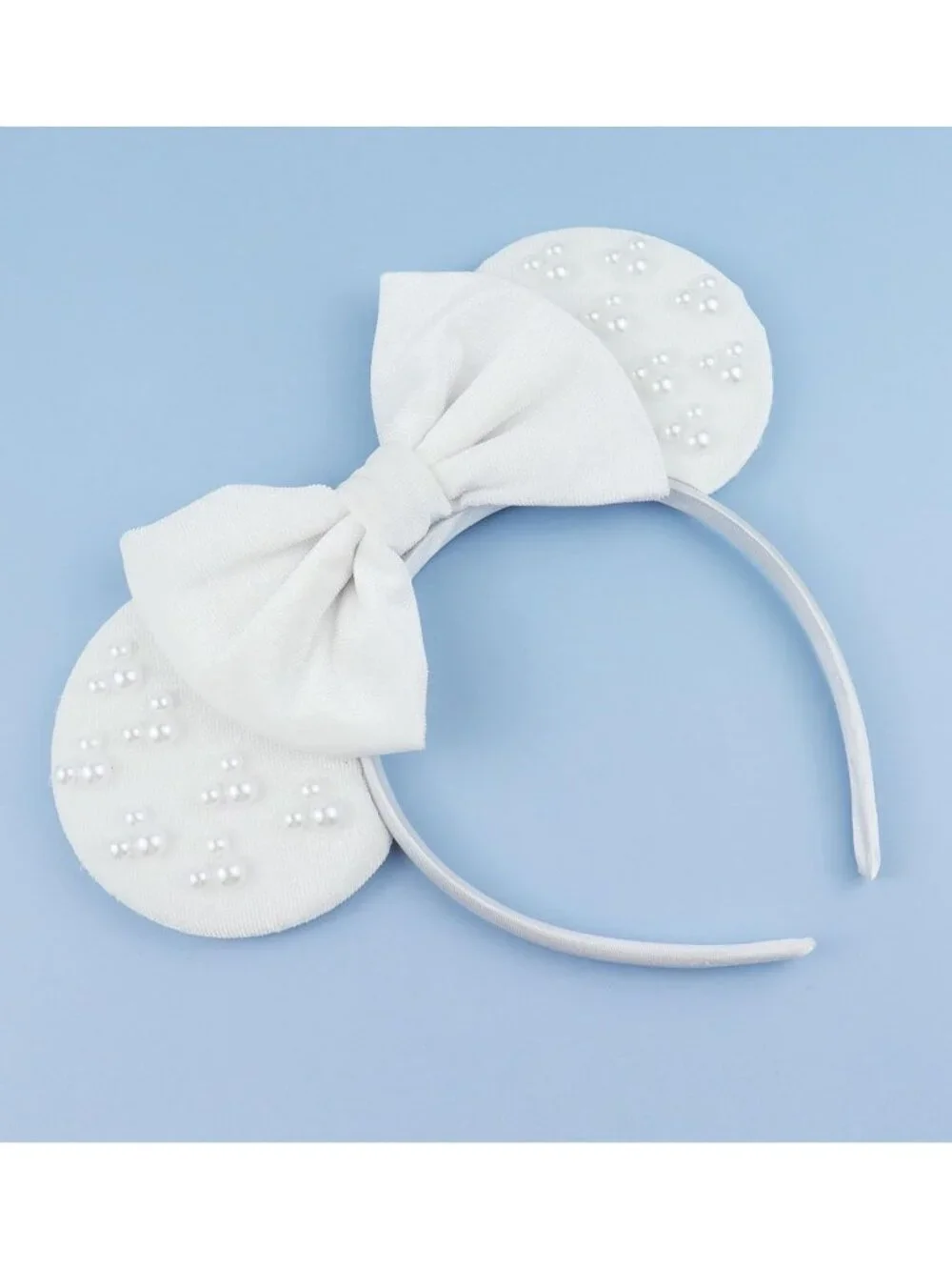 Women White Polyester Velvet Mickey Mouse Halloween Costume Headband